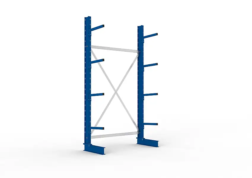 Meta Kragarmregal MULTISTRONG einseitig | Light-Duty | Grundregal | HxBxT 250x130x40cm | 4 Ebenen | Fachlast 220kg | Blau