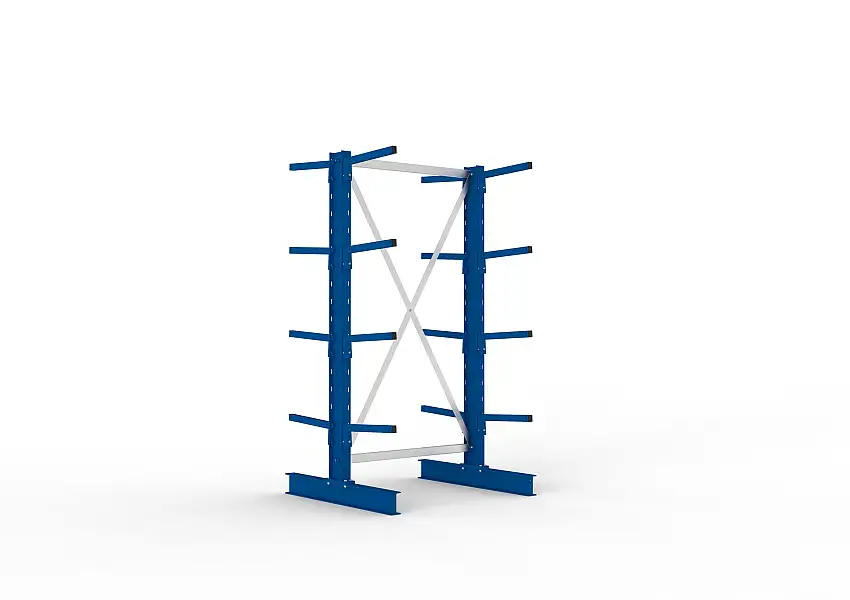Meta Kragarmregal MULTISTRONG doppelseitig | Light-Duty | Grundregal | HxBxT 200x100x80cm | 4 Ebenen | Fachlast 220kg | Blau