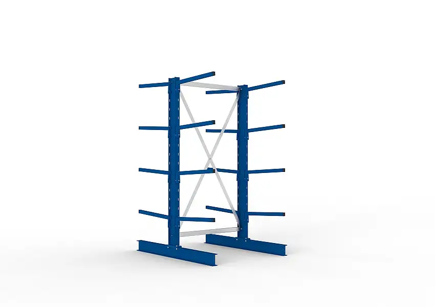Meta Kragarmregal MULTISTRONG doppelseitig | Light-Duty | Grundregal | HxBxT 200x100x120cm | 4 Ebenen | Fachlast 140kg | Blau