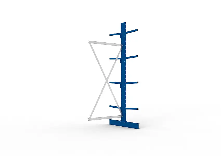 Meta Kragarmregal MULTISTRONG doppelseitig | Light-Duty | Anbauregal | HxBxT 250x100x80cm | 4 Ebenen | Fachlast 220kg | Blau