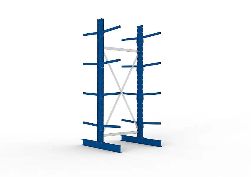 Meta Kragarmregal MULTISTRONG doppelseitig | Light-Duty | Grundregal | HxBxT 250x100x100cm | 4 Ebenen | Fachlast 175kg | Blau