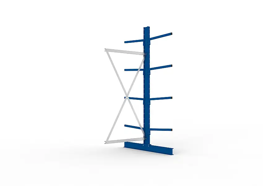Meta Kragarmregal MULTISTRONG doppelseitig | Light-Duty | Anbauregal | HxBxT 250x100x120cm | 4 Ebenen | Fachlast 140kg | Blau
