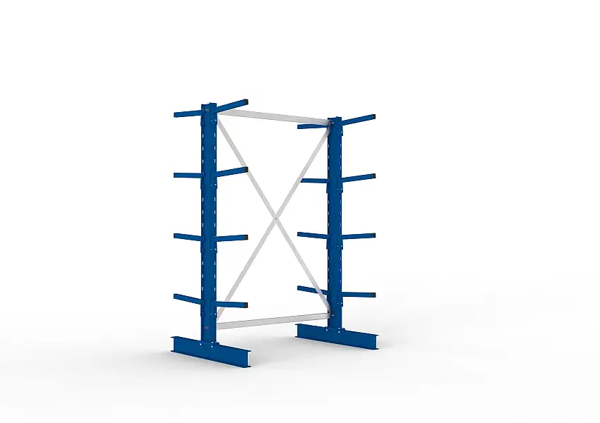 Meta Kragarmregal MULTISTRONG doppelseitig | Light-Duty | Grundregal | HxBxT 200x130x80cm | 4 Ebenen | Fachlast 220kg | Blau