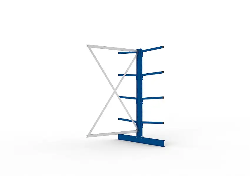 Meta Kragarmregal MULTISTRONG doppelseitig | Light-Duty | Anbauregal | HxBxT 200x130x120cm | 4 Ebenen | Fachlast 140kg | Blau