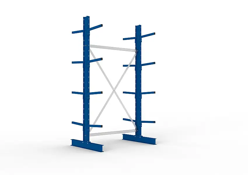 Meta Kragarmregal MULTISTRONG doppelseitig | Light-Duty | Grundregal | HxBxT 250x130x80cm | 4 Ebenen | Fachlast 220kg | Blau