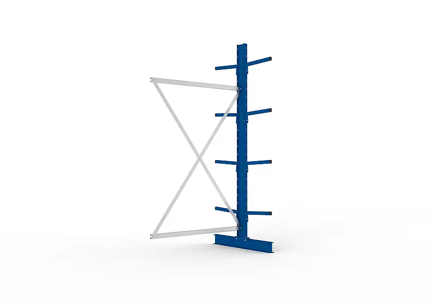 Meta Kragarmregal MULTISTRONG doppelseitig | Light-Duty | Anbauregal | HxBxT 250x130x80cm | 4 Ebenen | Fachlast 220kg | Blau