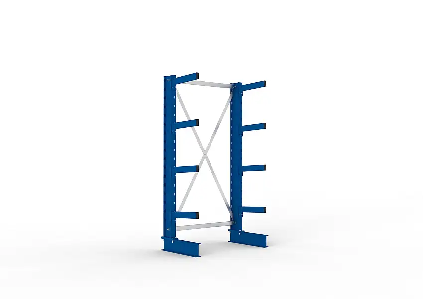 Meta Kragarmregal MULTISTRONG einseitig | Medium-Duty | Grundregal | HxBxT 200x100x40cm | 4 Ebenen | Fachlast 535kg | Blau
