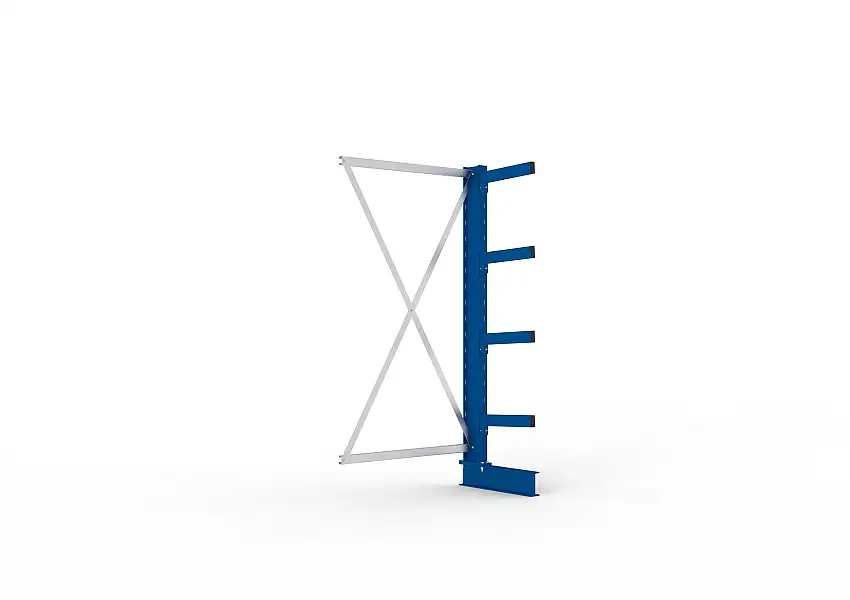 Meta Kragarmregal MULTISTRONG einseitig | Medium-Duty | Anbauregal | HxBxT 200x100x40cm | 4 Ebenen | Fachlast 535kg | Blau