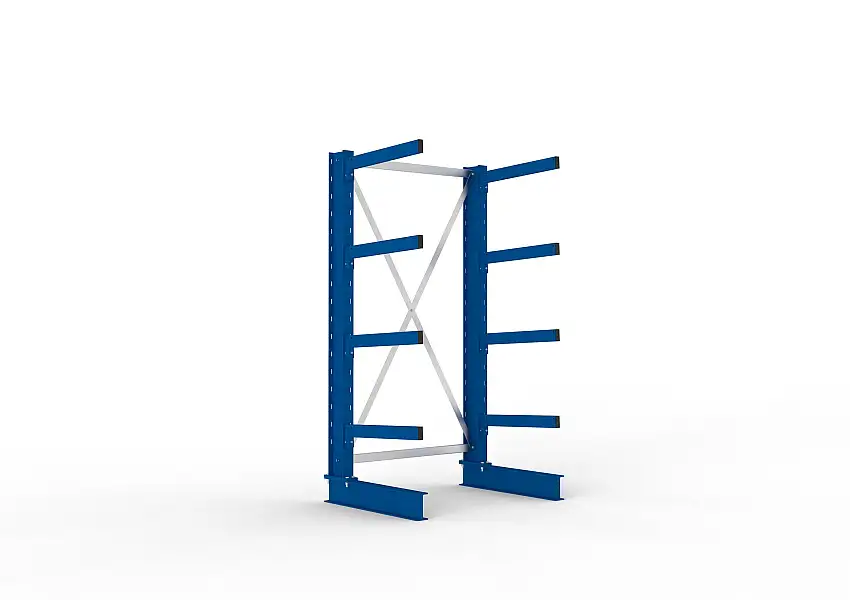 Meta Kragarmregal MULTISTRONG einseitig | Medium-Duty | Grundregal | HxBxT 200x100x60cm | 4 Ebenen | Fachlast 355kg | Blau