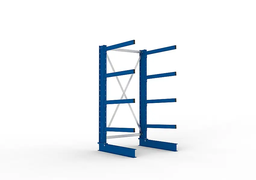 Meta Kragarmregal MULTISTRONG einseitig | Medium-Duty | Grundregal | HxBxT 200x100x80cm | 4 Ebenen | Fachlast 250kg | Blau