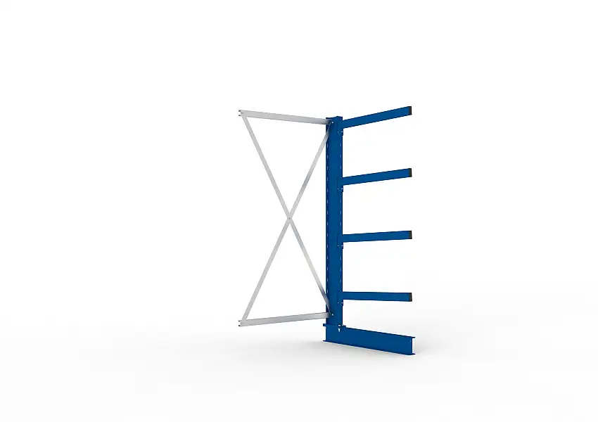 Meta Kragarmregal MULTISTRONG einseitig | Medium-Duty | Anbauregal | HxBxT 200x100x80cm | 4 Ebenen | Fachlast 250kg | Blau