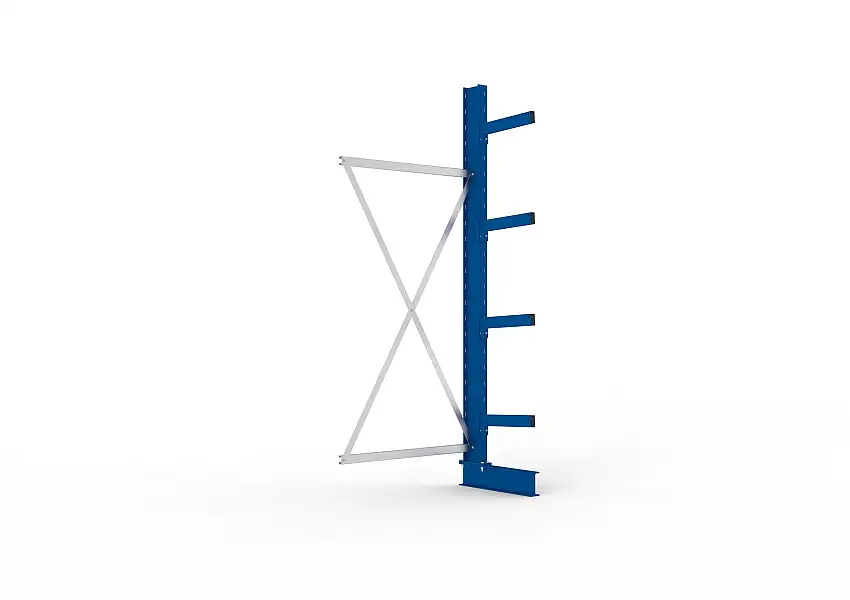 Meta Kragarmregal MULTISTRONG einseitig | Medium-Duty | Anbauregal | HxBxT 250x100x40cm | 4 Ebenen | Fachlast 535kg | Blau