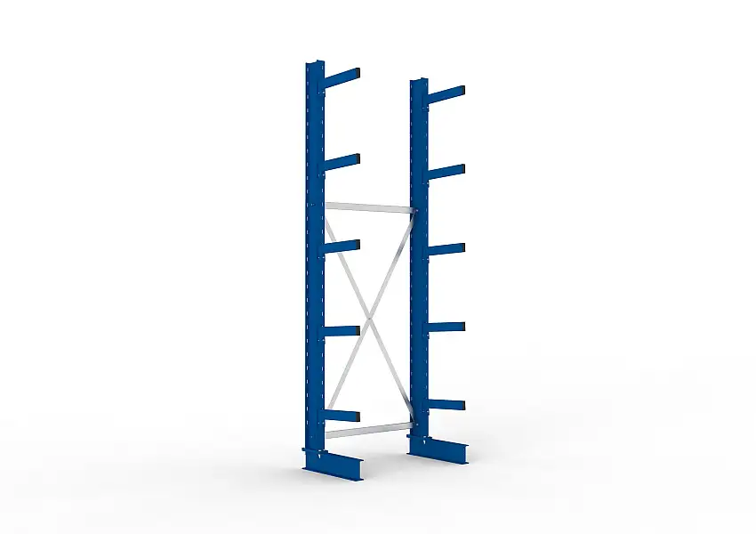 Meta Kragarmregal MULTISTRONG einseitig | Medium-Duty | Grundregal | HxBxT 300x100x40cm | 5 Ebenen | Fachlast 535kg | Blau