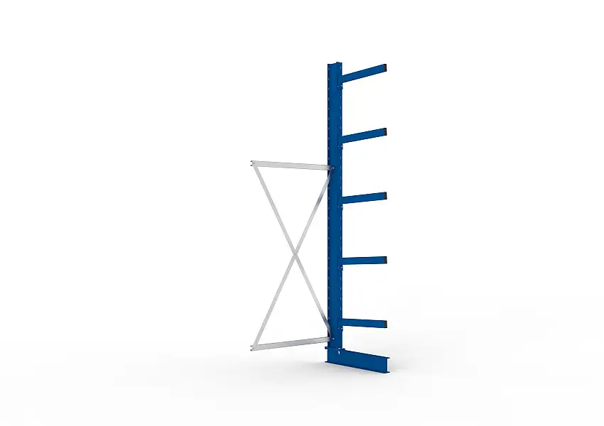 Meta Kragarmregal MULTISTRONG einseitig | Medium-Duty | Anbauregal | HxBxT 300x100x60cm | 5 Ebenen | Fachlast 355kg | Blau