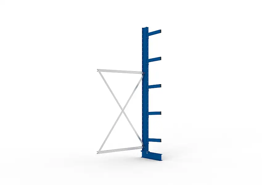 Meta Kragarmregal MULTISTRONG einseitig | Medium-Duty | Anbauregal | HxBxT 300x130x40cm | 5 Ebenen | Fachlast 535kg | Blau