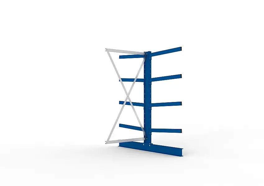 Meta Kragarmregal MULTISTRONG doppelseitig | Medium-Duty | Anbauregal | HxBxT 200x100x160cm | 4 Ebenen | Fachlast 250kg | Blau