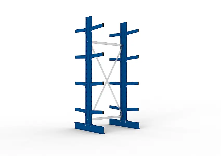 Meta Kragarmregal MULTISTRONG doppelseitig | Medium-Duty | Grundregal | HxBxT 250x100x80cm | 4 Ebenen | Fachlast 535kg | Blau