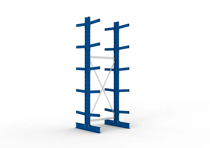Meta Kragarmregal MULTISTRONG doppelseitig | Medium-Duty | Grundregal | HxBxT 300x100x80cm | 5 Ebenen | Fachlast 535kg | Blau