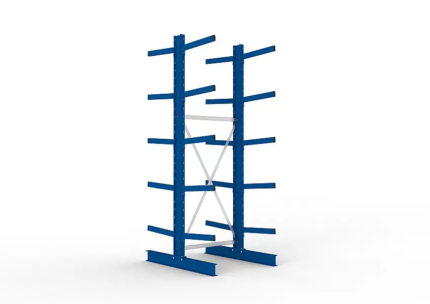 Meta Kragarmregal MULTISTRONG doppelseitig | Medium-Duty | Grundregal | HxBxT 300x100x120cm | 5 Ebenen | Fachlast 355kg | Blau
