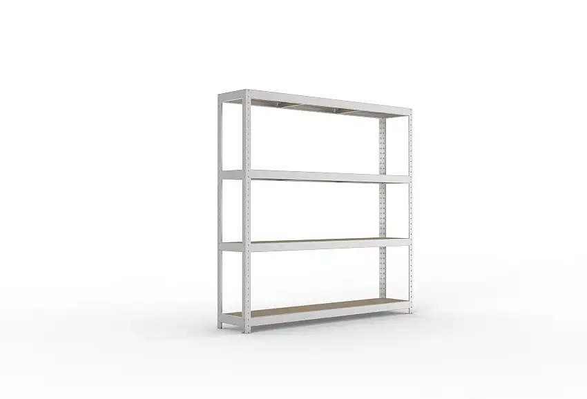 Meta Weitspannregal mit Spanplatten SPEED-RACK | Grundregal | HxBxT 197x200x40cm | 4 Ebenen | Fachlast 500kg | Verzinkt