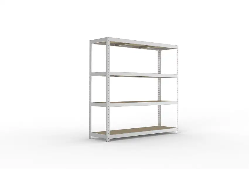 Meta Weitspannregal mit Spanplatten SPEED-RACK | Grundregal | HxBxT 197x200x60cm | 4 Ebenen | Fachlast 500kg | Verzinkt