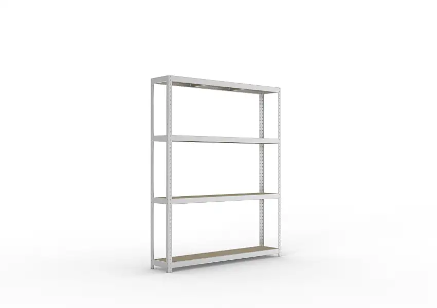 Meta Weitspannregal mit Spanplatten SPEED-RACK | Grundregal | HxBxT 247x200x40cm | 4 Ebenen | Fachlast 500kg | Verzinkt