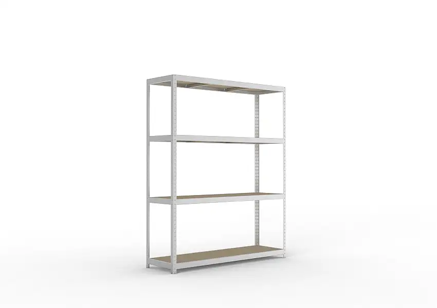 Meta Weitspannregal mit Spanplatten SPEED-RACK | Grundregal | HxBxT 247x200x60cm | 4 Ebenen | Fachlast 500kg | Verzinkt