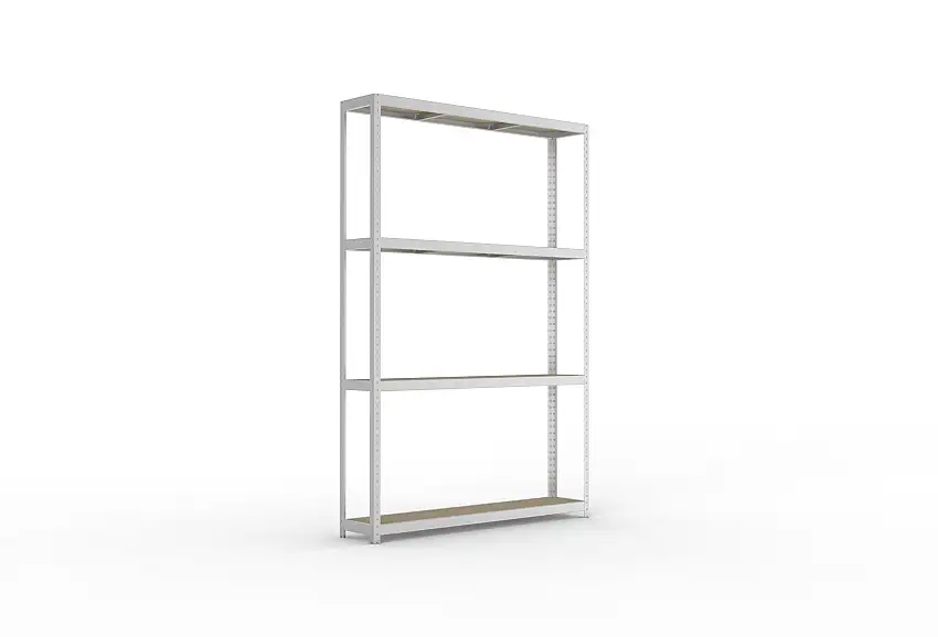 Meta Weitspannregal mit Spanplatten SPEED-RACK | Grundregal | HxBxT 297x200x40cm | 4 Ebenen | Fachlast 500kg | Verzinkt