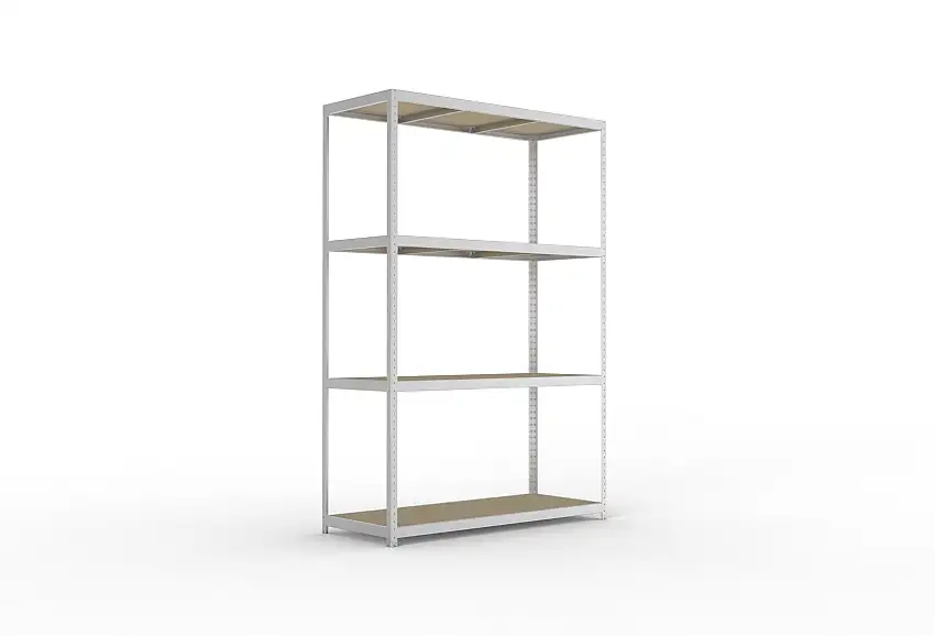 Meta Weitspannregal mit Spanplatten SPEED-RACK | Grundregal | HxBxT 297x200x80cm | 4 Ebenen | Fachlast 500kg | Verzinkt