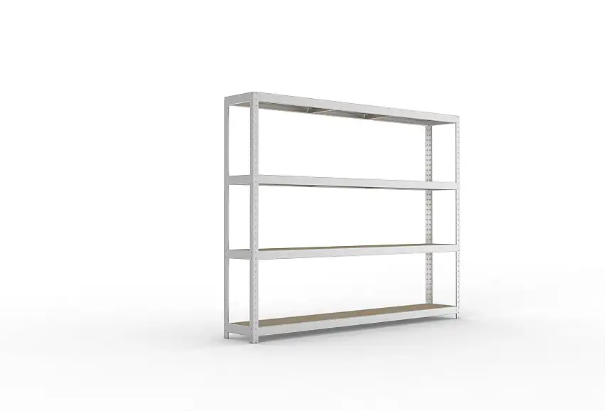 Meta Weitspannregal mit Spanplatten SPEED-RACK | Grundregal | HxBxT 197x250x40cm | 4 Ebenen | Fachlast 400kg | Verzinkt