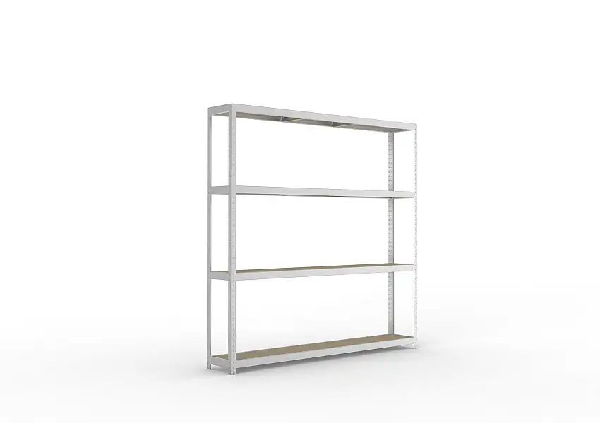 Meta Weitspannregal mit Spanplatten SPEED-RACK | Grundregal | HxBxT 247x250x40cm | 4 Ebenen | Fachlast 400kg | Verzinkt