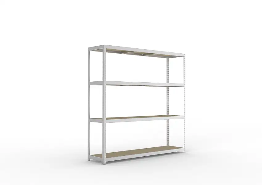 Meta Weitspannregal mit Spanplatten SPEED-RACK | Grundregal | HxBxT 247x250x60cm | 4 Ebenen | Fachlast 400kg | Verzinkt