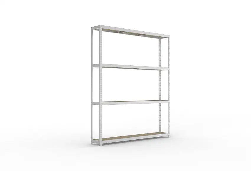 Meta Weitspannregal mit Spanplatten SPEED-RACK | Grundregal | HxBxT 297x250x40cm | 4 Ebenen | Fachlast 400kg | Verzinkt