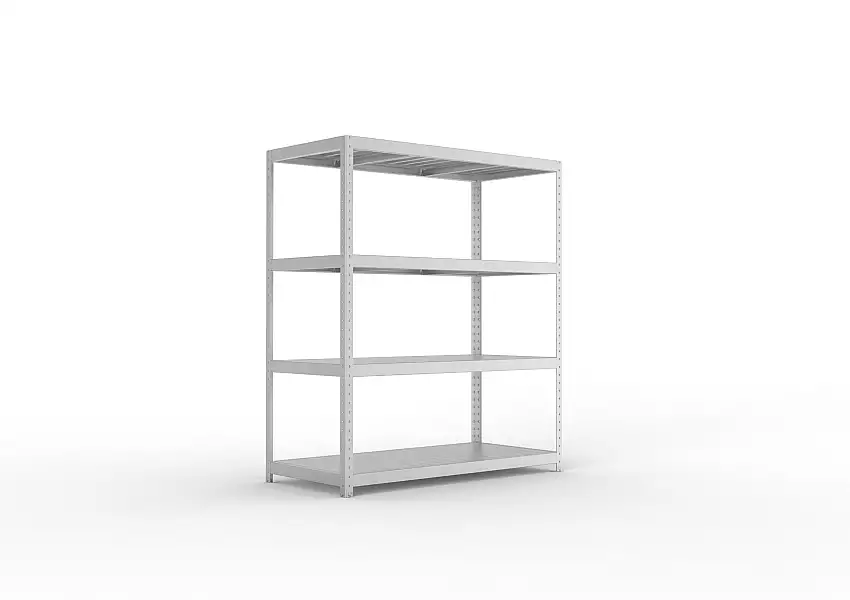 Meta Weitspannregal mit Stahlplatten SPEED-RACK | Grundregal | HxBxT 197x170x80cm | 4 Ebenen | Fachlast 500kg | Verzinkt