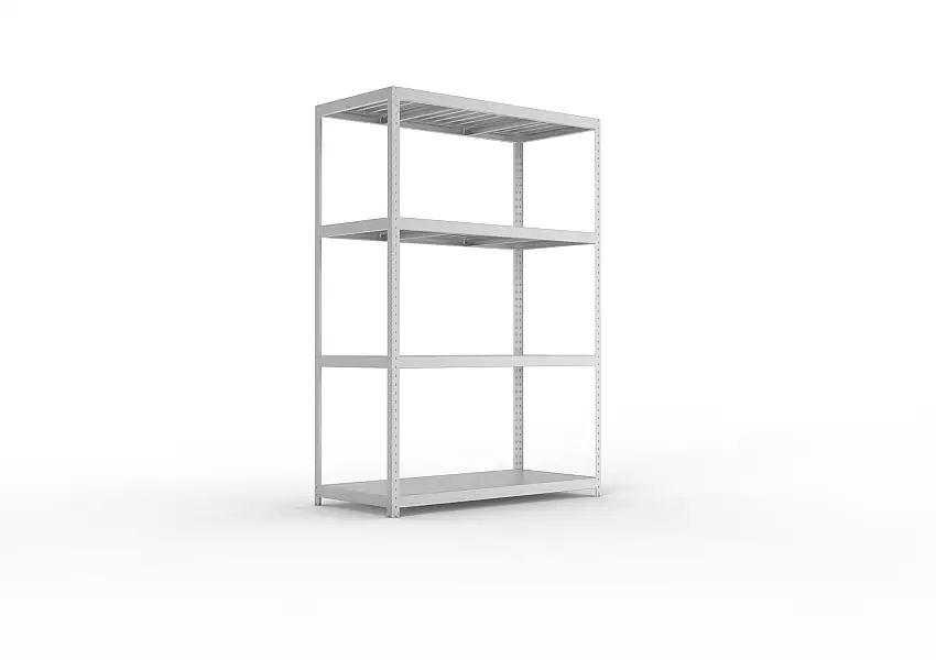 Meta Weitspannregal mit Stahlplatten SPEED-RACK | Grundregal | HxBxT 247x170x80cm | 4 Ebenen | Fachlast 500kg | Verzinkt