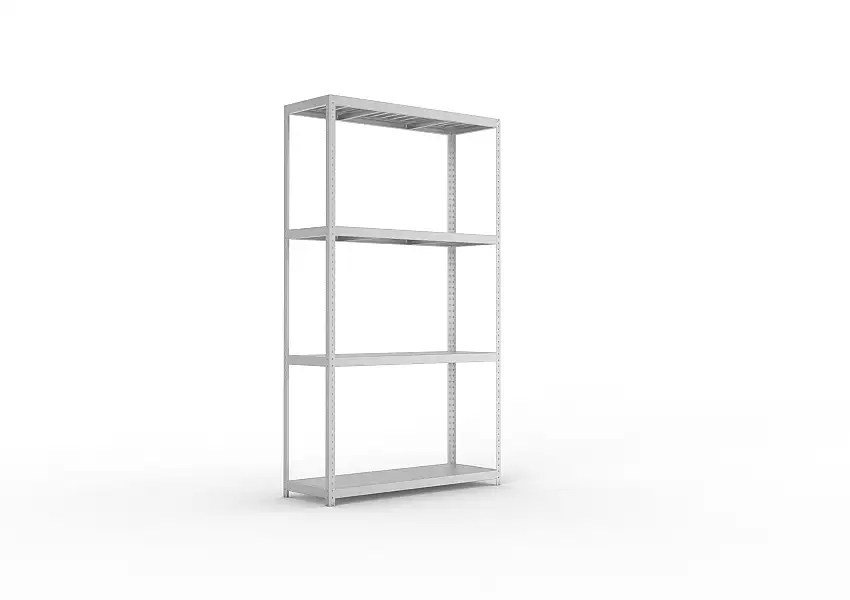 Meta Weitspannregal mit Stahlplatten SPEED-RACK | Grundregal | HxBxT 297x170x60cm | 4 Ebenen | Fachlast 500kg | Verzinkt