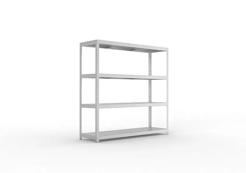 Meta Weitspannregal mit Stahlplatten SPEED-RACK | Grundregal | HxBxT 197x200x60cm | 4 Ebenen | Fachlast 500kg | Verzinkt