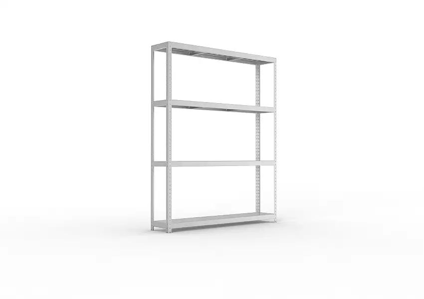 Meta Weitspannregal mit Stahlplatten SPEED-RACK | Grundregal | HxBxT 247x200x40cm | 4 Ebenen | Fachlast 500kg | Verzinkt