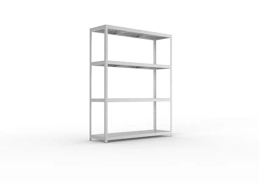 Meta Weitspannregal mit Stahlplatten SPEED-RACK | Grundregal | HxBxT 247x200x60cm | 4 Ebenen | Fachlast 500kg | Verzinkt