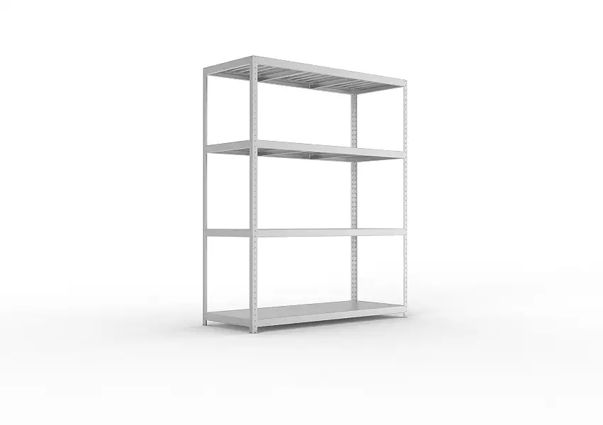 Meta Weitspannregal mit Stahlplatten SPEED-RACK | Grundregal | HxBxT 247x200x80cm | 4 Ebenen | Fachlast 500kg | Verzinkt