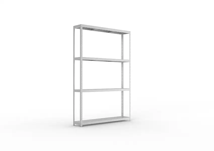 Meta Weitspannregal mit Stahlplatten SPEED-RACK | Grundregal | HxBxT 297x200x40cm | 4 Ebenen | Fachlast 500kg | Verzinkt