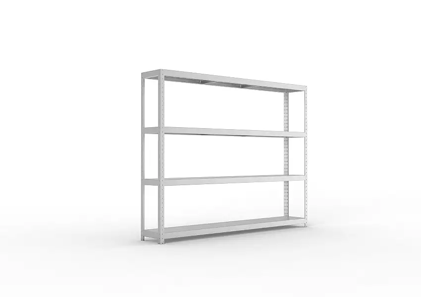 Meta Weitspannregal mit Stahlplatten SPEED-RACK | Grundregal | HxBxT 197x250x40cm | 4 Ebenen | Fachlast 400kg | Verzinkt