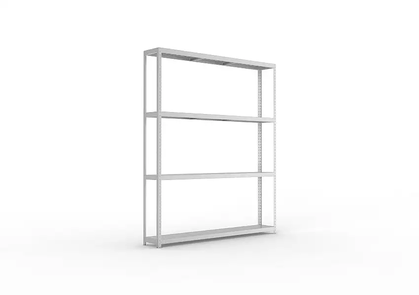 Meta Weitspannregal mit Stahlplatten SPEED-RACK | Grundregal | HxBxT 297x250x40cm | 4 Ebenen | Fachlast 400kg | Verzinkt