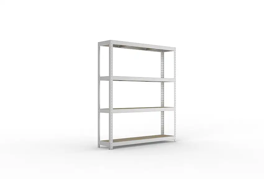 Meta Weitspannregal mit Spanplatten SPEED-RACK | Grundregal | HxBxT 197x170x40cm | 4 Ebenen | Fachlast 500kg | Verzinkt