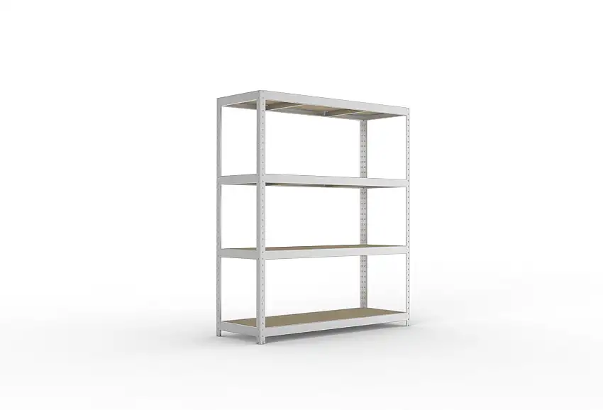 Meta Weitspannregal mit Spanplatten SPEED-RACK | Grundregal | HxBxT 197x170x60cm | 4 Ebenen | Fachlast 500kg | Verzinkt