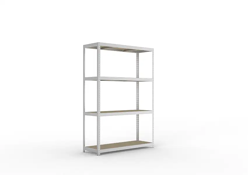 Meta Weitspannregal mit Spanplatten SPEED-RACK | Grundregal | HxBxT 247x170x60cm | 4 Ebenen | Fachlast 500kg | Verzinkt