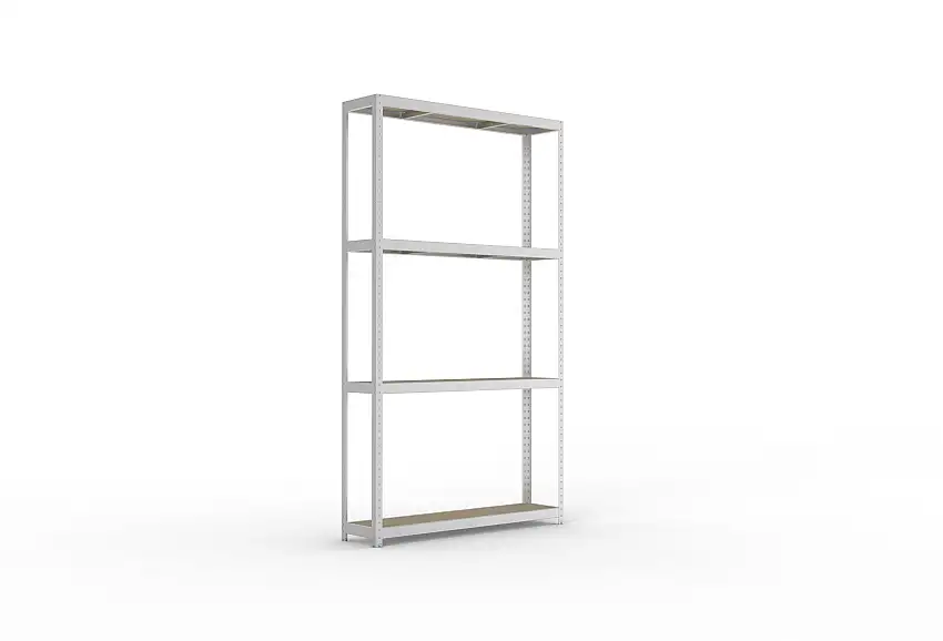 Meta Weitspannregal mit Spanplatten SPEED-RACK | Grundregal | HxBxT 297x170x40cm | 4 Ebenen | Fachlast 500kg | Verzinkt