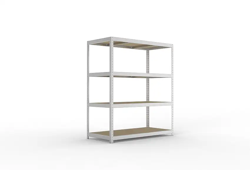 Meta Weitspannregal mit Spanplatten SPEED-RACK | Grundregal | HxBxT 197x170x80cm | 4 Ebenen | Fachlast 500kg | Verzinkt