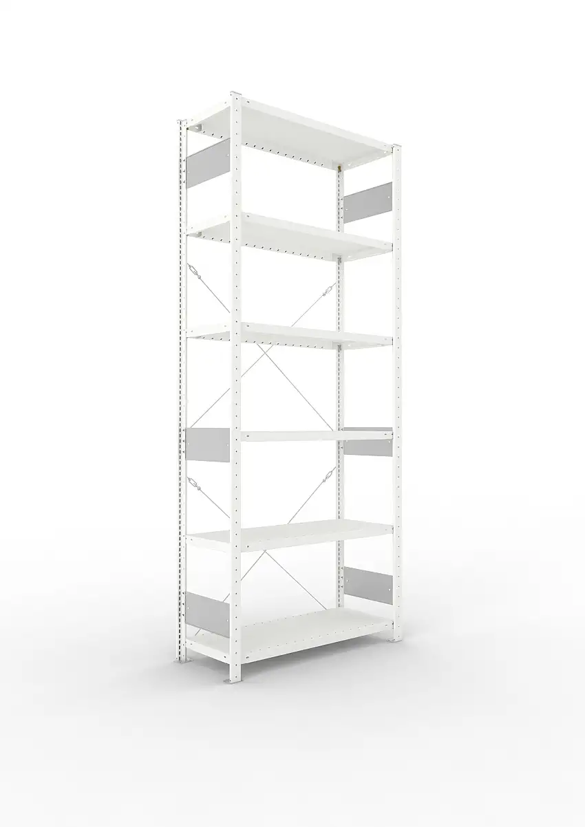 Meta Fachbodenregal Stecksystem S3 CLIP | Grundregal | HxBxT 250x100x40cm | 6 Ebenen | Fachlast 100kg | Einseitig nutzbar | Lichtgrau