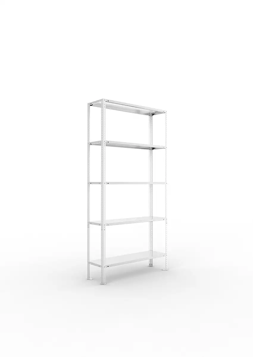 Meta Fachbodenregal Schraubsystem FIX | Grundregal | HxBxT 200x100x30cm | 5 Ebenen | Fachlast 80kg | Einseitig nutzbar | Verzinkt